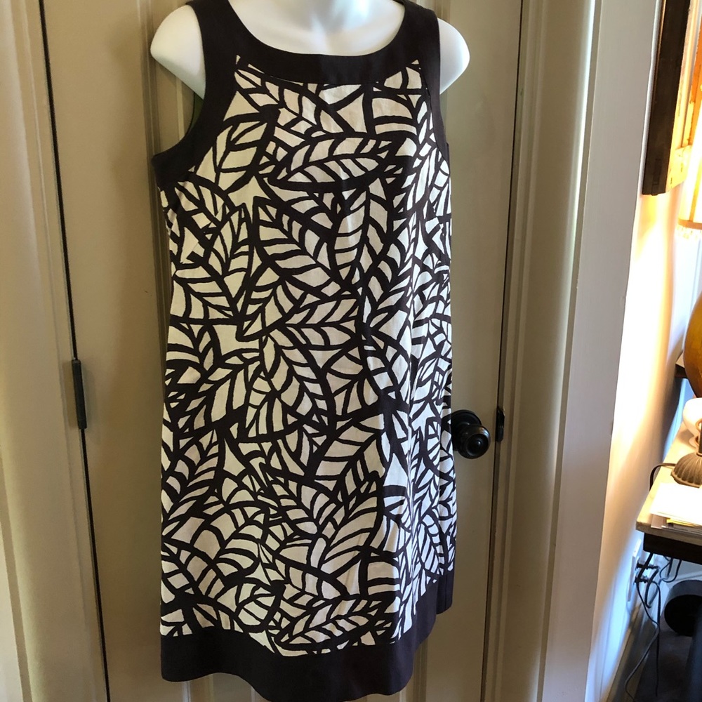 Jessica Howard Brown & Cream Sleeveless Linen Dress